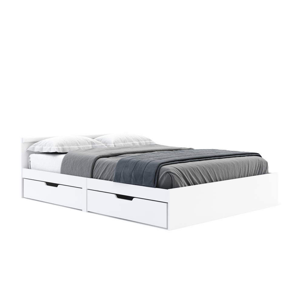 Wooden bed BELLA with storage space and drawers 140 x 200 cm white