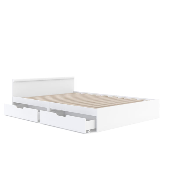 Bett Holz BELLA mit Stauraum und Schubladen 140 x 200 cm weiss