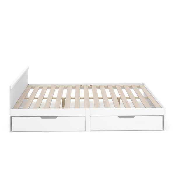 Bett Holz BELLA mit Stauraum und Schubladen 140 x 200 cm weiss