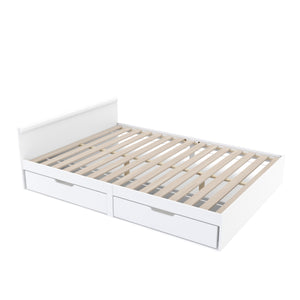 Bett Holz BELLA mit Stauraum und Schubladen 140 x 200 cm weiss