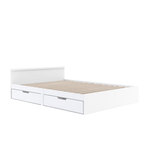 Bett Holz BELLA mit Stauraum und Schubladen 140 x 200 cm weiss