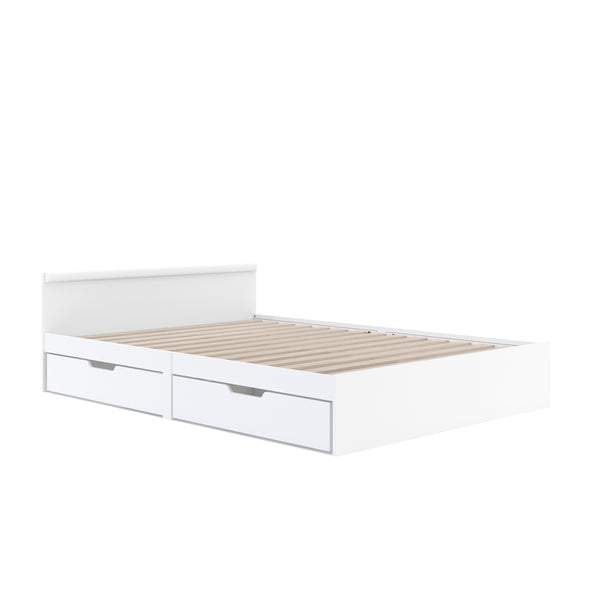 Bett Holz BELLA mit Stauraum und Schubladen 140 x 200 cm weiss