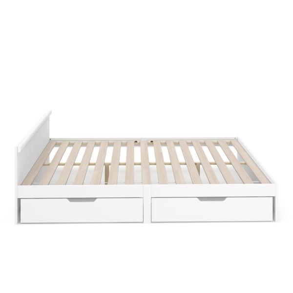 Bett Holz BELLA mit Stauraum und Schubladen 160 x 200 cm weiss