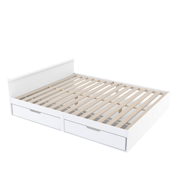 Bett Holz BELLA mit Stauraum und Schubladen 160 x 200 cm weiss