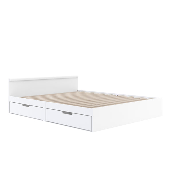 Bett Holz BELLA mit Stauraum und Schubladen 160 x 200 cm weiss