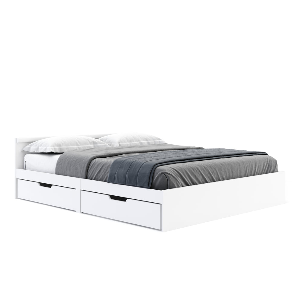 Wooden bed BELLA with storage space and drawers 160 x 200 cm white