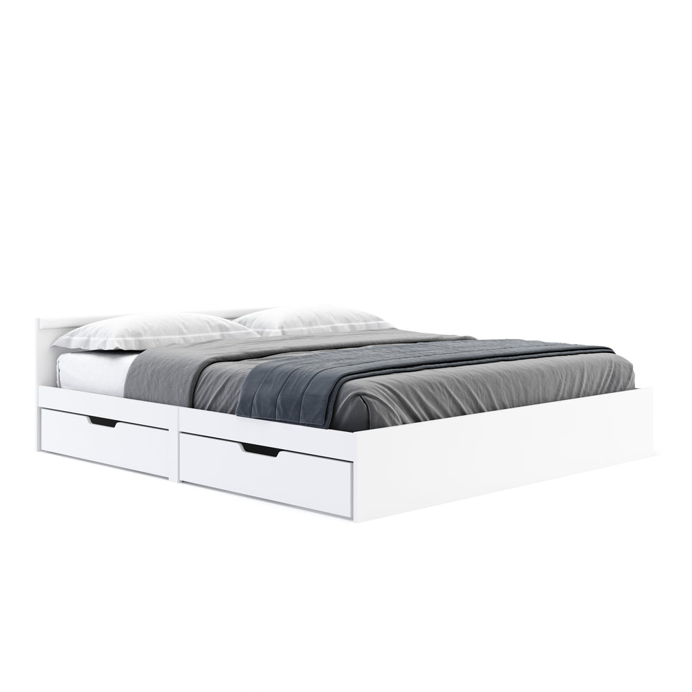 Wooden bed BELLA with storage space and drawers 180 x 200 cm white
