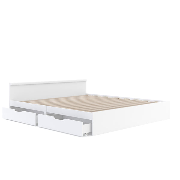 Bett Holz BELLA mit Stauraum und Schubladen 180 x 200 cm weiss
