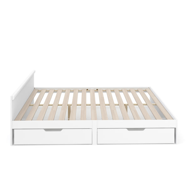Bett Holz BELLA mit Stauraum und Schubladen 180 x 200 cm weiss