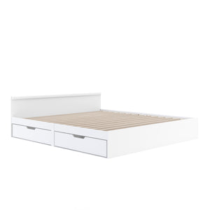 Bett Holz BELLA mit Stauraum und Schubladen 180 x 200 cm weiss