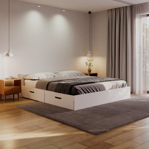 Bett Holz BELLA mit Stauraum und Schubladen 180 x 200 cm weiss