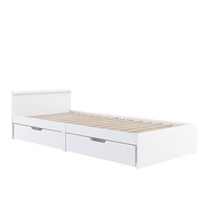 Bett Holz BELLA mit Stauraum und Schubladen 90 x 200 cm weiss