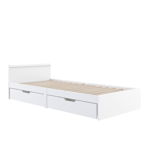 Bett Holz BELLA mit Stauraum und Schubladen 90 x 200 cm weiss