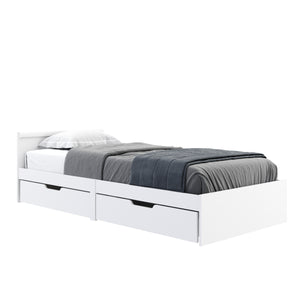 Bett Holz BELLA mit Stauraum und Schubladen 90 x 200 cm weiss