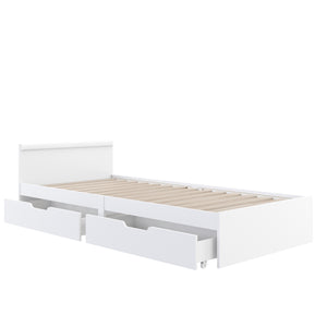 Bett Holz BELLA mit Stauraum und Schubladen 90 x 200 cm weiss