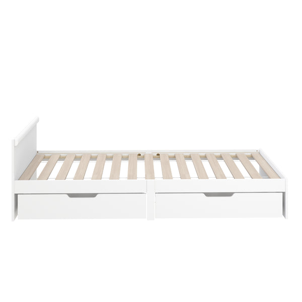 Bett Holz BELLA mit Stauraum und Schubladen 90 x 200 cm weiss
