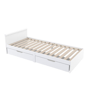 Bett Holz BELLA mit Stauraum und Schubladen 90 x 200 cm weiss