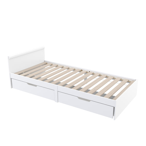 Bett Holz BELLA mit Stauraum und Schubladen 90 x 200 cm weiss