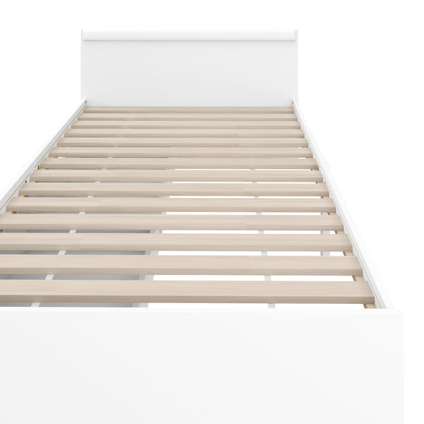 Bett Holz BELLA mit Stauraum und Schubladen 90 x 200 cm weiss