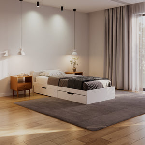 Bett Holz BELLA mit Stauraum und Schubladen 90 x 200 cm weiss
