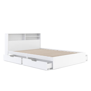 Bett Holz GENESIS mit Stauraum und Schubladen 140 x 200 cm weiss