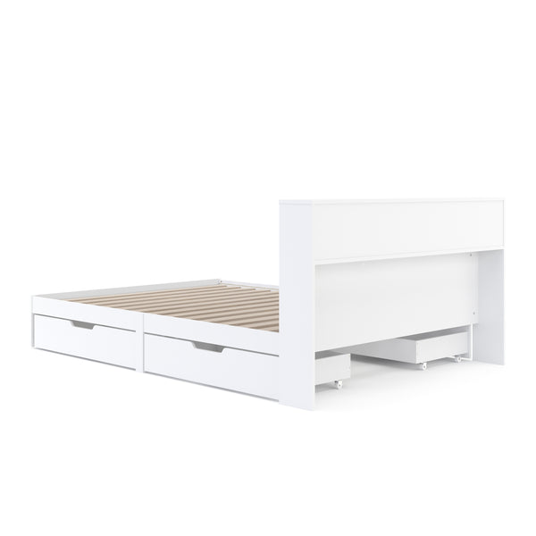 Bett Holz GENESIS mit Stauraum und Schubladen 140 x 200 cm weiss