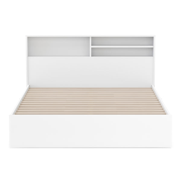 Bett Holz GENESIS mit Stauraum und Schubladen 140 x 200 cm weiss