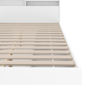 Bett Holz GENESIS mit Stauraum und Schubladen 140 x 200 cm weiss