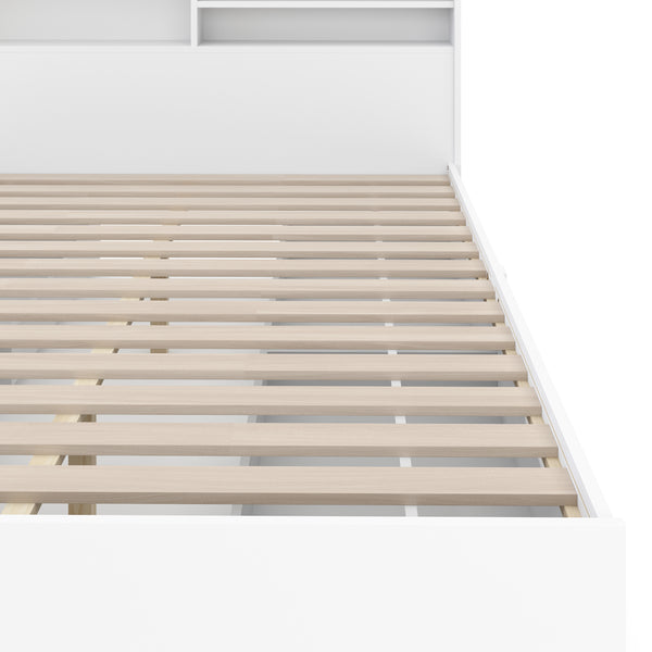Bett Holz GENESIS mit Stauraum und Schubladen 140 x 200 cm weiss