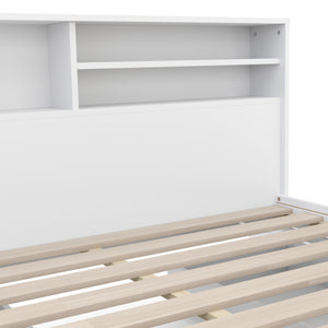 Bett Holz GENESIS mit Stauraum und Schubladen 140 x 200 cm weiss