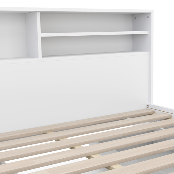 Bett Holz GENESIS mit Stauraum und Schubladen 140 x 200 cm weiss