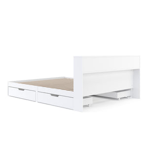 Bett Holz GENESIS mit Stauraum und Schubladen 160 x 200 cm weiss