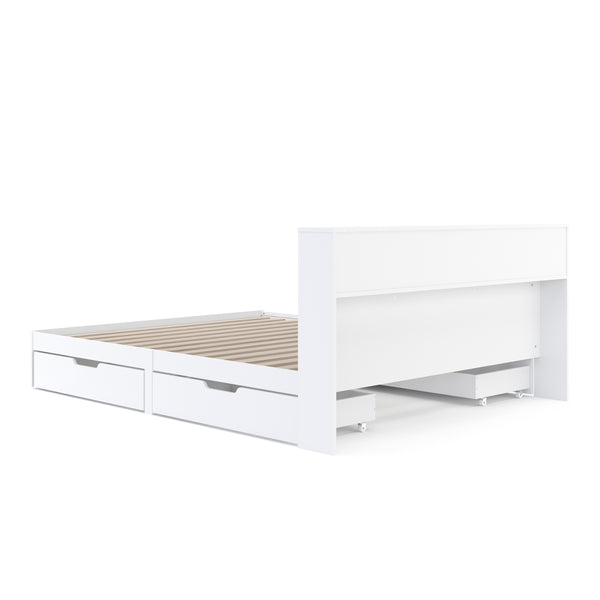 Bett Holz GENESIS mit Stauraum und Schubladen 160 x 200 cm weiss