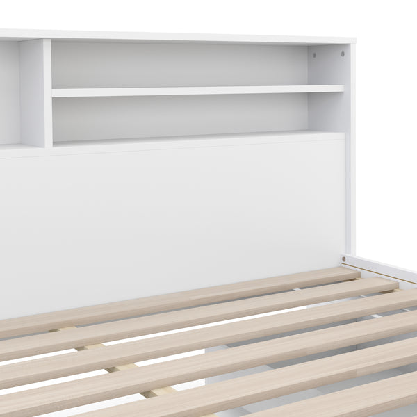 Bett Holz GENESIS mit Stauraum und Schubladen 160 x 200 cm weiss