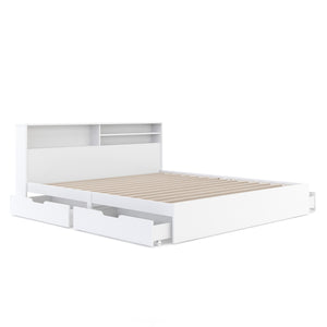 Bett Holz GENESIS mit Stauraum und Schubladen 180 x 200 cm weiss