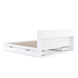Bett Holz GENESIS mit Stauraum und Schubladen 180 x 200 cm weiss