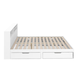 Bett Holz GENESIS mit Stauraum und Schubladen 180 x 200 cm weiss