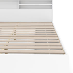 Bett Holz GENESIS mit Stauraum und Schubladen 180 x 200 cm weiss