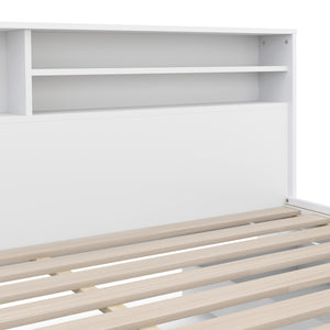 Bett Holz GENESIS mit Stauraum und Schubladen 180 x 200 cm weiss