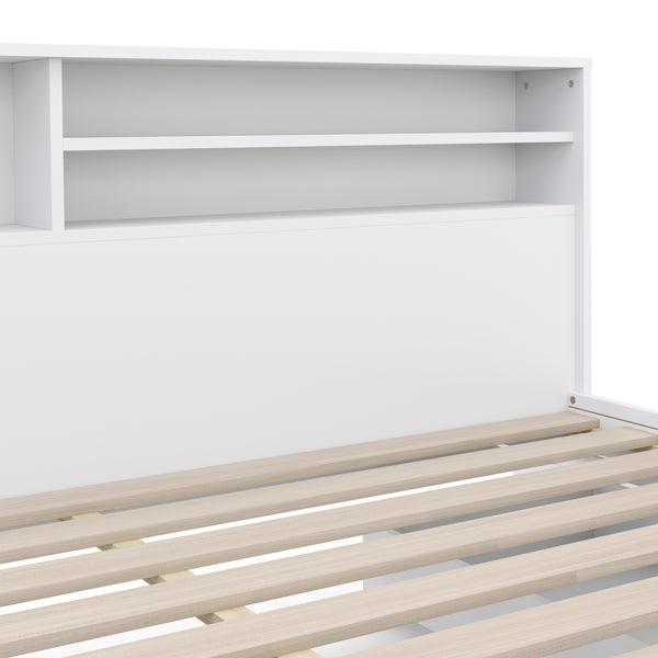 Bett Holz GENESIS mit Stauraum und Schubladen 180 x 200 cm weiss