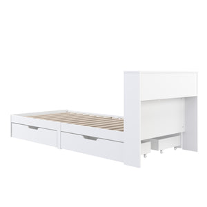 Bett Holz GENESIS mit Stauraum und Schubladen 90 x 200 cm weiss