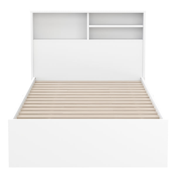 Bett Holz GENESIS mit Stauraum und Schubladen 90 x 200 cm weiss