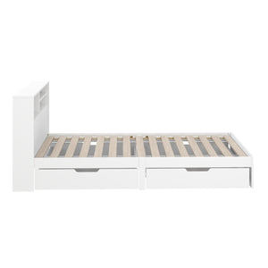 Bett Holz GENESIS mit Stauraum und Schubladen 90 x 200 cm weiss