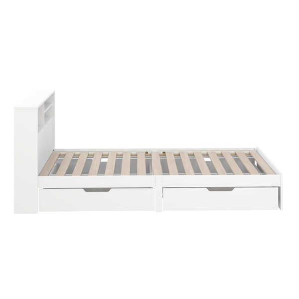 Bett Holz GENESIS mit Stauraum und Schubladen 90 x 200 cm weiss