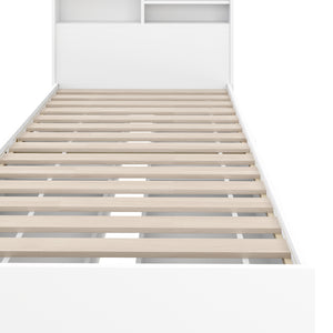 Bett Holz GENESIS mit Stauraum und Schubladen 90 x 200 cm weiss
