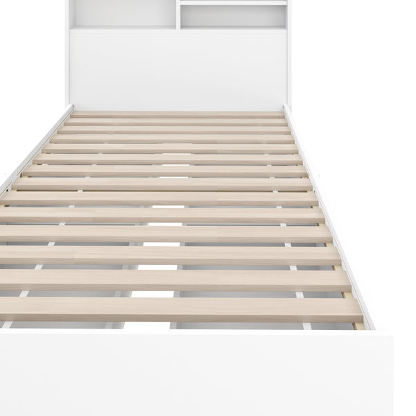 Bett Holz GENESIS mit Stauraum und Schubladen 90 x 200 cm weiss
