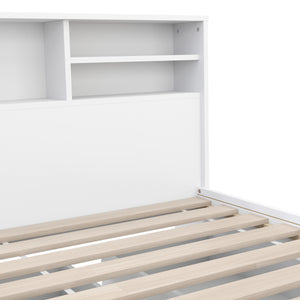 Bett Holz GENESIS mit Stauraum und Schubladen 90 x 200 cm weiss
