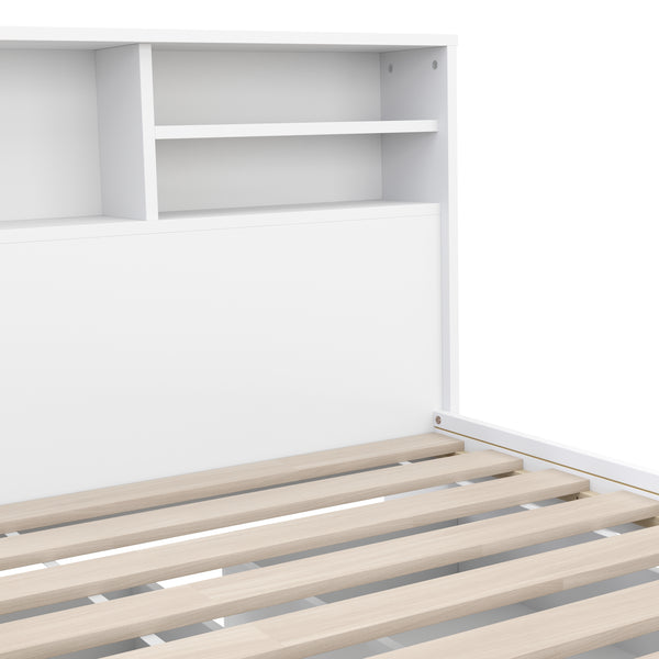 Bett Holz GENESIS mit Stauraum und Schubladen 90 x 200 cm weiss