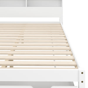 Bett Holz HALIFAX mit Stauraum und Schublade 140 x 200 cm weiss