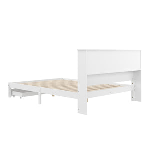 Bett Holz HALIFAX mit Stauraum und Schublade 140 x 200 cm weiss